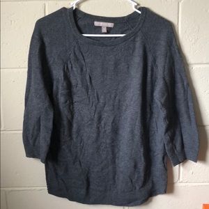 Gray 3/4 Length Sleeve Lightweight Sweater